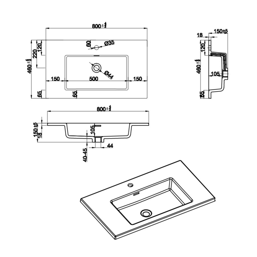 800mm Beige Freestanding Vanity Unit with Basin - Windsor