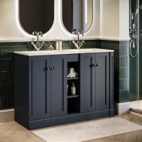 1200mm Blue Freestanding Double Vanity Unit with Basin - Windsor 1200mm Blue Freestanding Double Vanity Unit with Basin - Windsor
