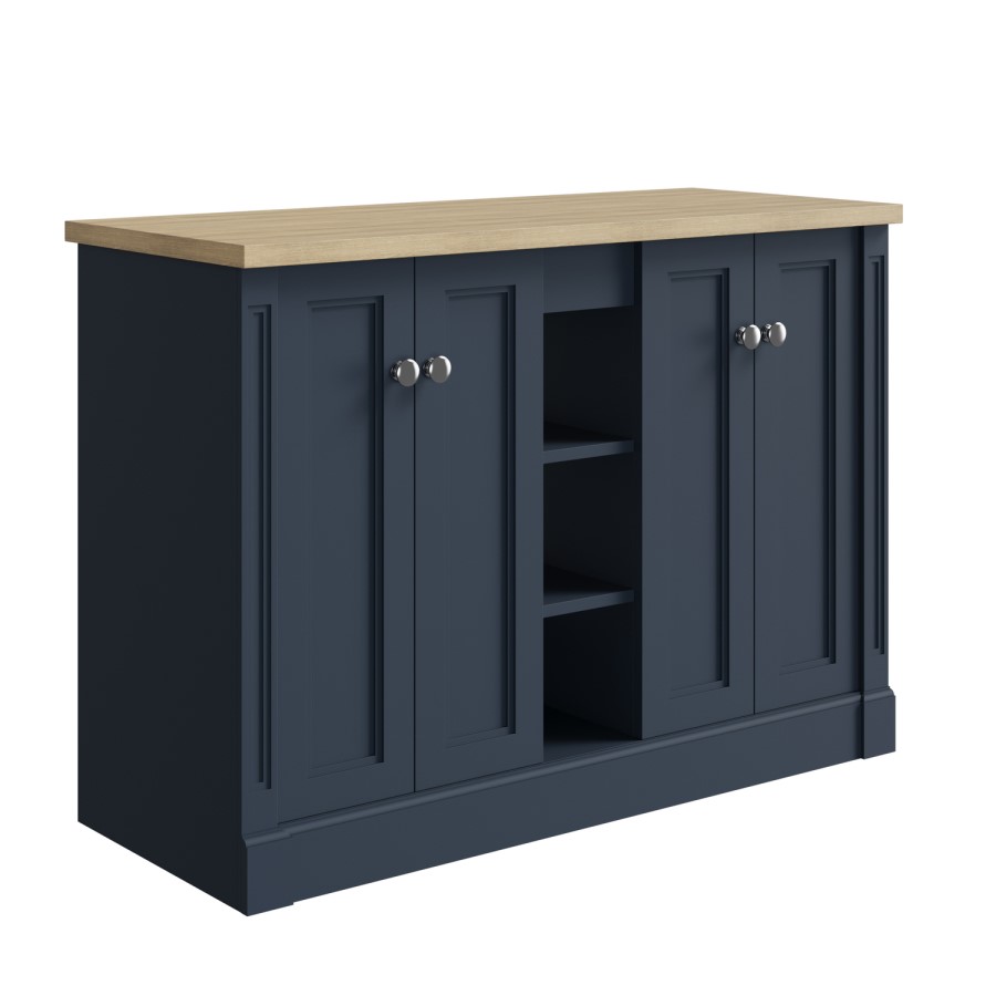1200mm Blue Freestanding Double Vanity Unit with Wood Worktop - Windsor