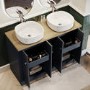 1200mm Blue Freestanding Double Countertop Vanity Unit with Basin and Wood Worktop - Windsor