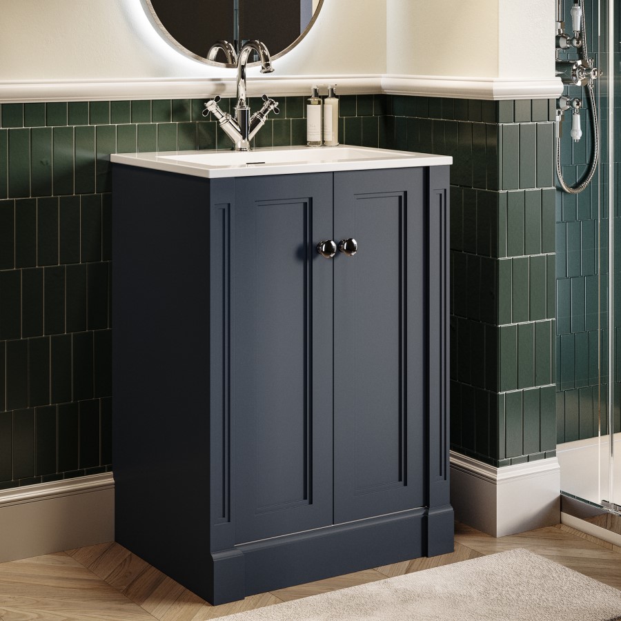 600mm Blue Freestanding Vanity Unit with Basin - Windsor