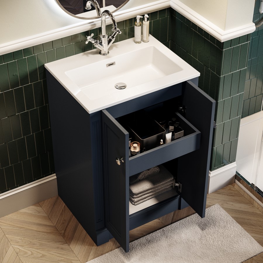 600mm Blue Freestanding Vanity Unit with Basin - Windsor