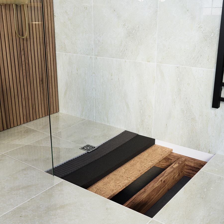 900x900mm Square Level Acess Tray Centre Drain and Install and Drainage Kit