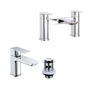 Grade A1 - Chrome Bath and Basin Tap Set with Basin Waste- Zana