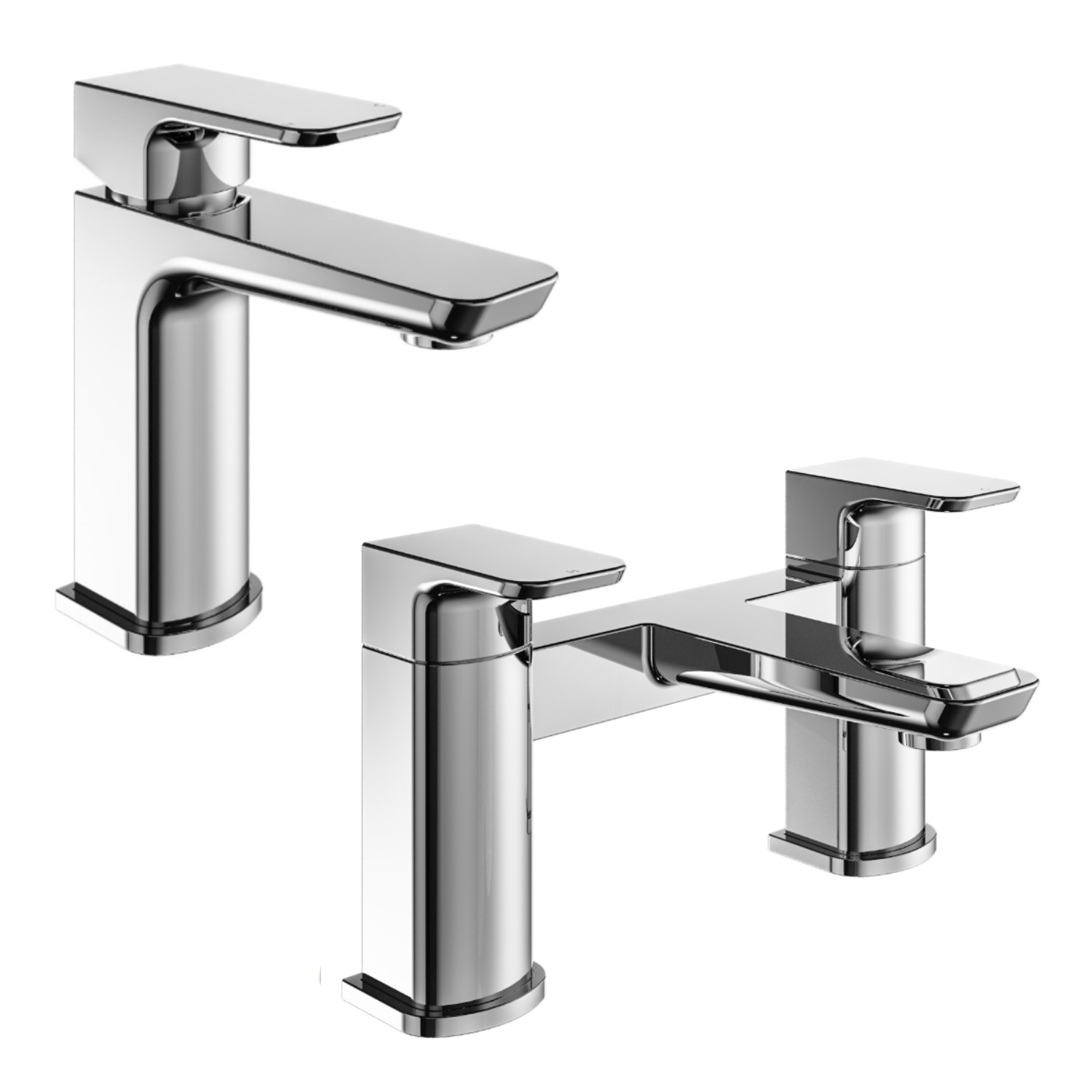Chrome Bath and Basin Tap Set with Basin Waste- Zana - Better Bathrooms