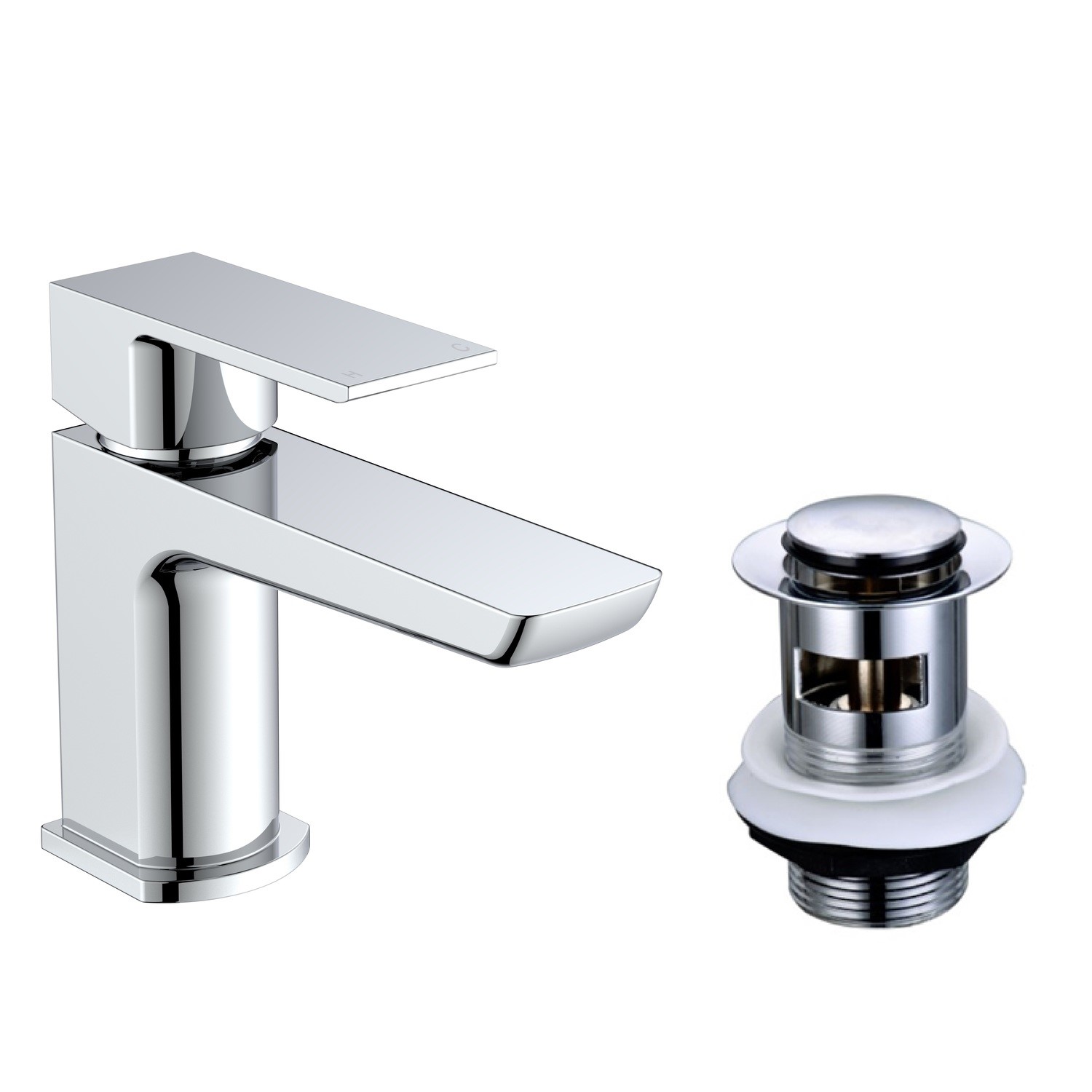 Chrome Mono Basin Mixer Tap With Waste - Zana - Better Bathrooms