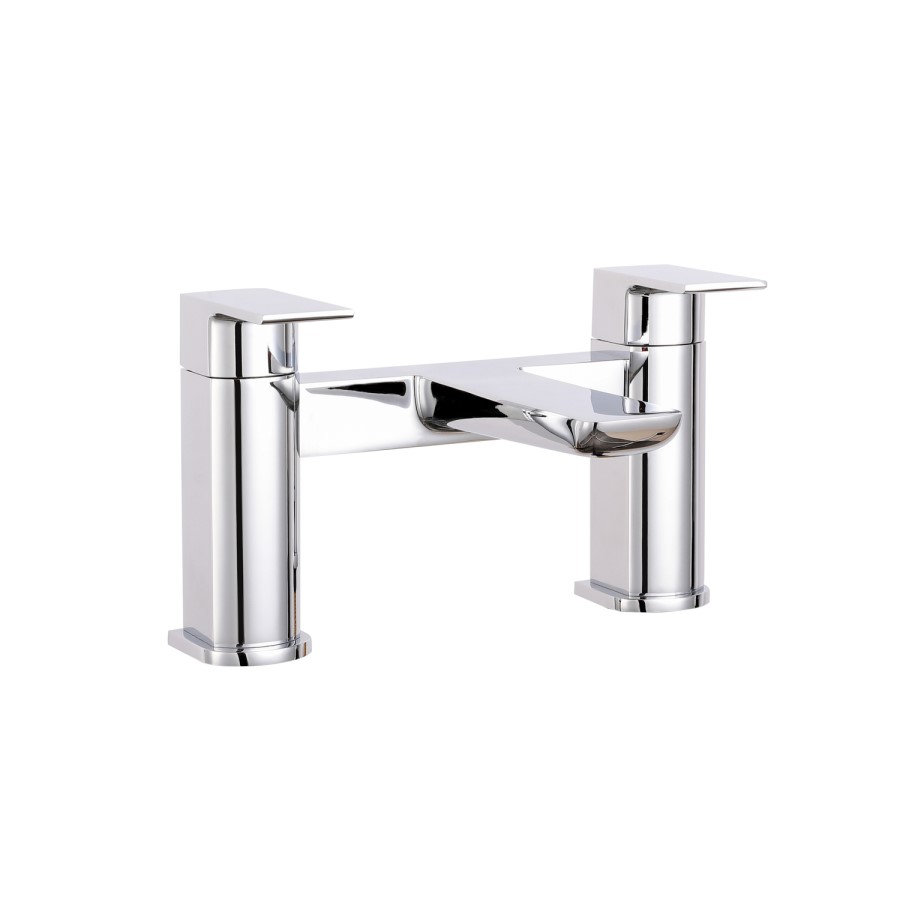 Grade A1 - Chrome Bath and Basin Tap Set with Basin Waste- Zana