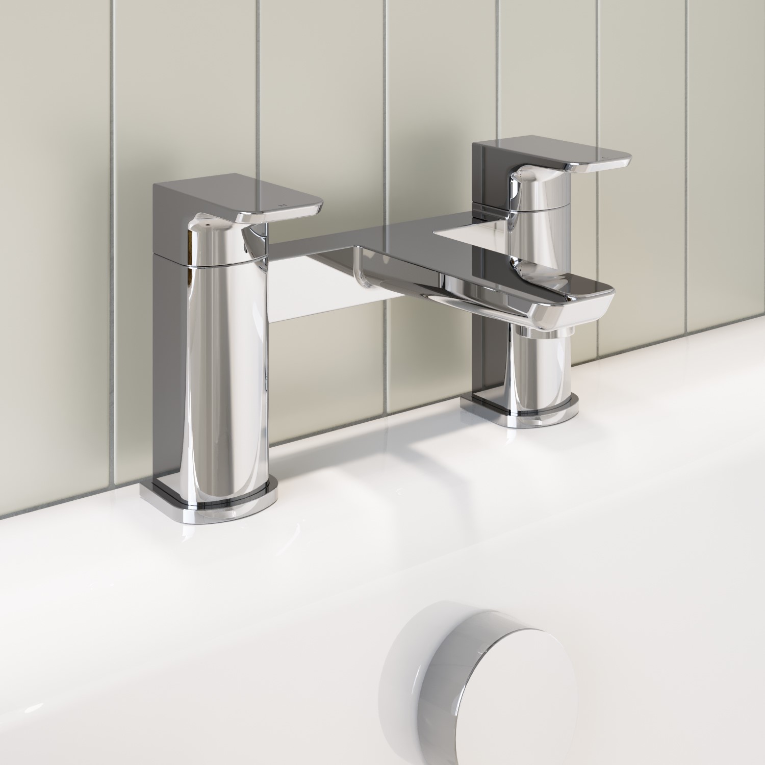Chrome Bath and Basin Tap Set with Basin Waste- Zana - Better Bathrooms