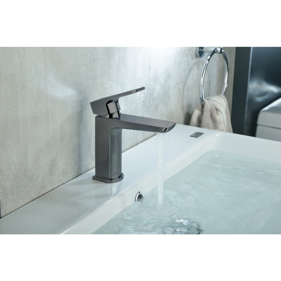 GRADE A1 - Gunmetal Mono Basin Mixer Tap With Waste - Zana