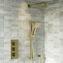 GRADE A1 - Brushed Brass 2 Concealed Thermostatic Shower Outlet Valve With Triple Control - Zana