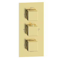 GRADE A1 - Brushed Brass 2 Concealed Thermostatic Shower Outlet Valve With Triple Control - Zana GRADE A1 - Brushed Brass 2 Concealed Thermostatic Shower Outlet Valve With Triple Control - Zana