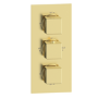 Brushed Brass 2 Outlet Wall Mounted Thermostatic Mixer Shower Set with Bath Filler Spout - Zana
