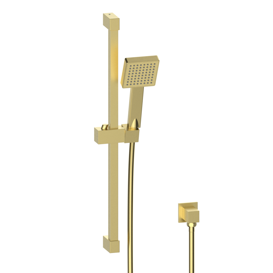 Brushed Brass 2 Outlet Wall Mounted Thermostatic Mixer Shower Set with Bath Filler Spout - Zana
