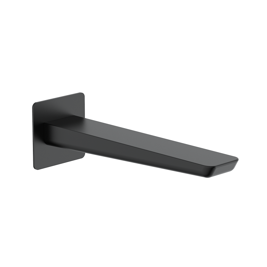Black 2 Outlet Bath Mixer Shower Set with Wall Mounted 250mm Shower Head and Bath Spout - Zana