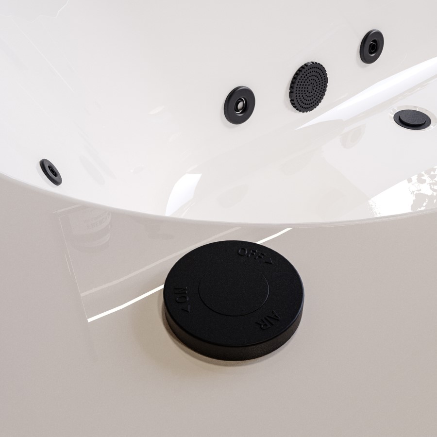 Double Ended Whirlpool Spa Bath with 14 Matt Black Whirlpool Jets 1700 x 750mm - Burford