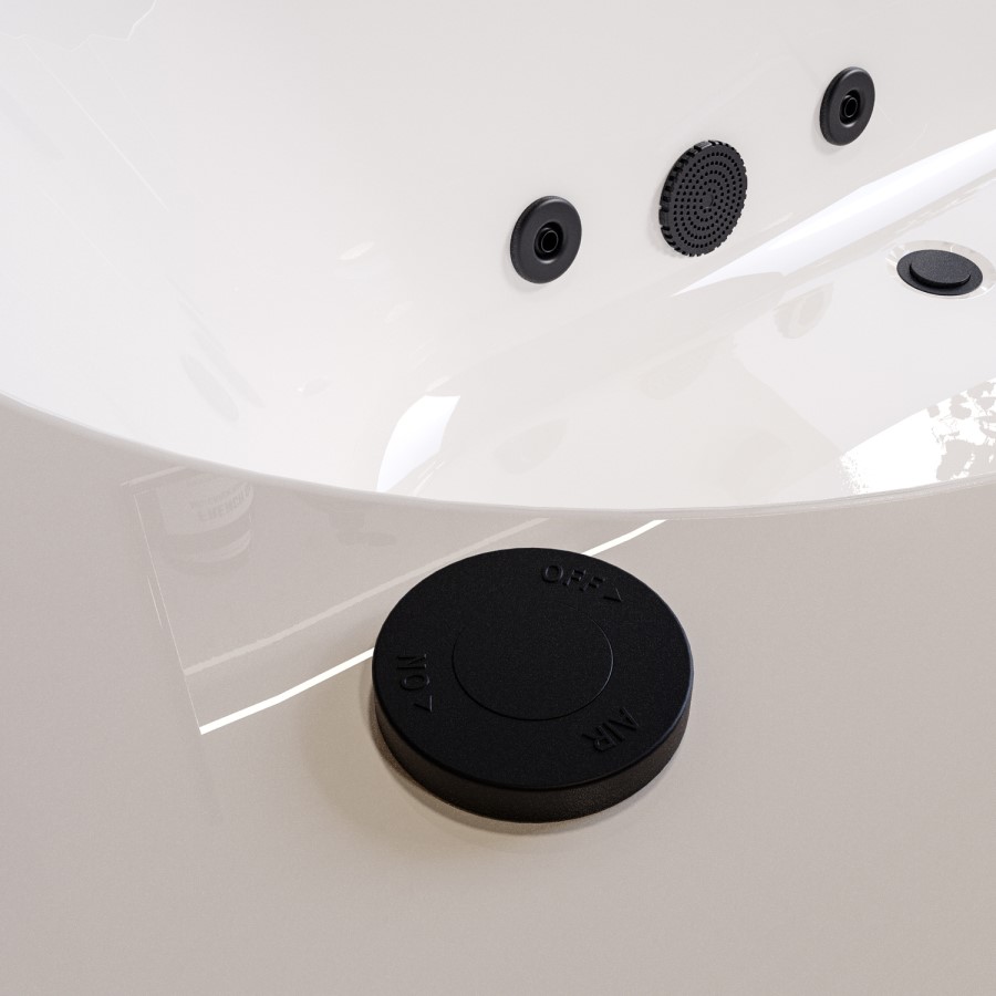 Double Ended Whirlpool Spa Bath with 6 Matt Black Whirlpool Jets 1700 x 750mm - Burford