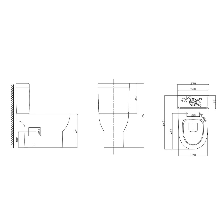 Rimless Close Coupled Toilet with Soft Close Seat