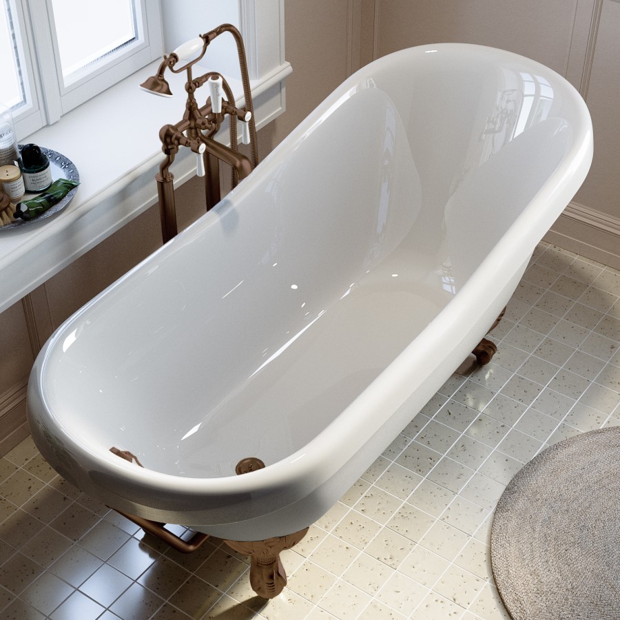 Brushed Bronze Traditional Exposed Shallow Seal Bath Trap & Pipe - Park Royal