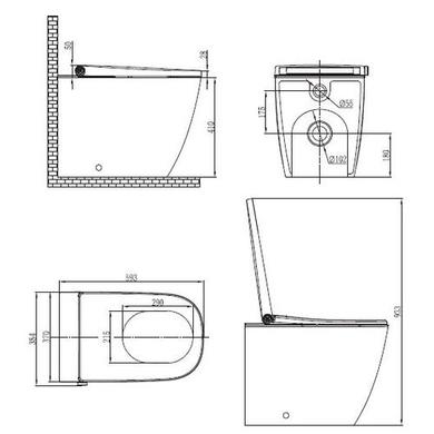 GRADE A2 - Purificare Back to Wall Square Bidet Toilet