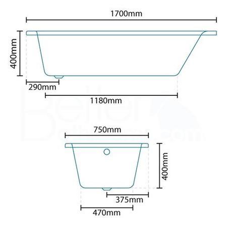 Carona 1700 x 750 Whirlpool Bath