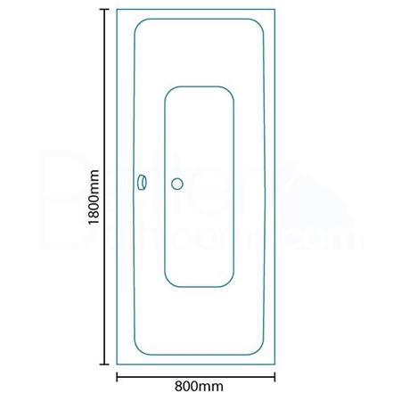 Turin 1800 x 800 Double Ended Whirlpool Bath-No Bath Screen