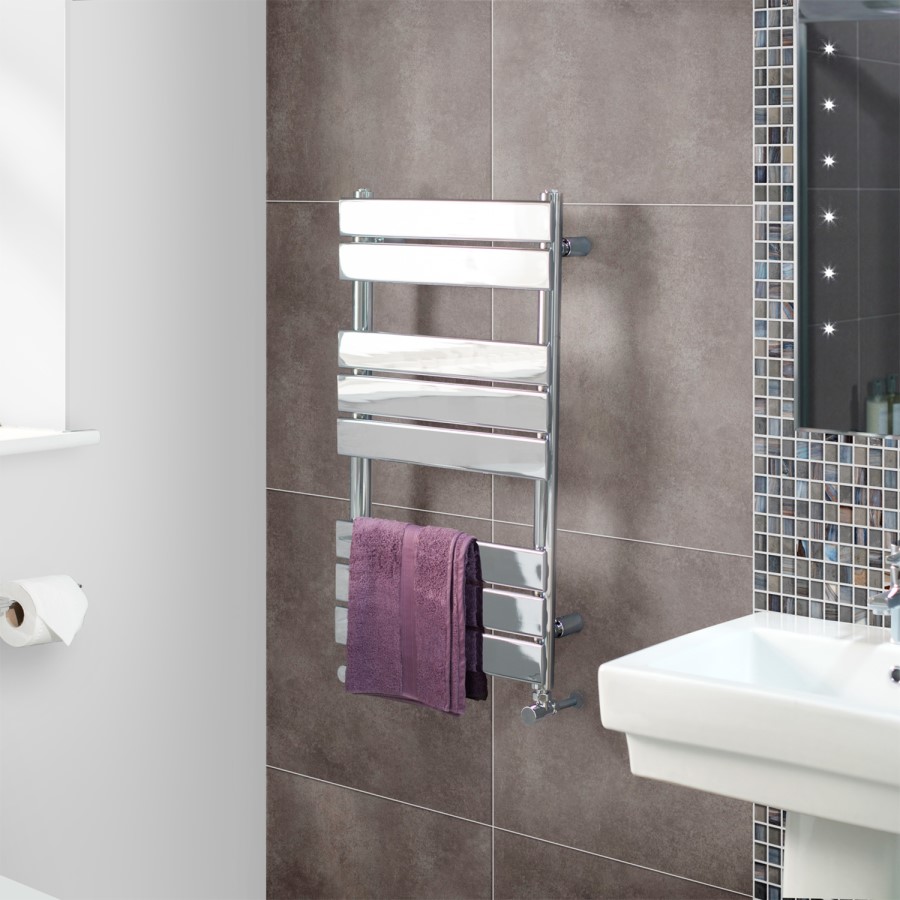 Lorenzo Beta Heat 800 x 450mm Flat Chrome Heated Towel Rail