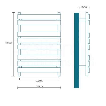 Lorenzo Beta Heat 800 x 600mm Flat Chrome Heated Towel Rail