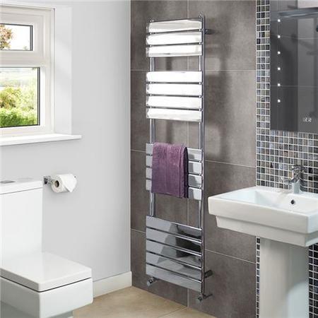 Lorenzo Beta Heat 1600 x 450mm Flat Chrome Heated Towel Rail