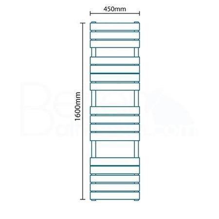 Lorenzo Beta Heat 1600 x 450mm Flat Chrome Heated Towel Rail