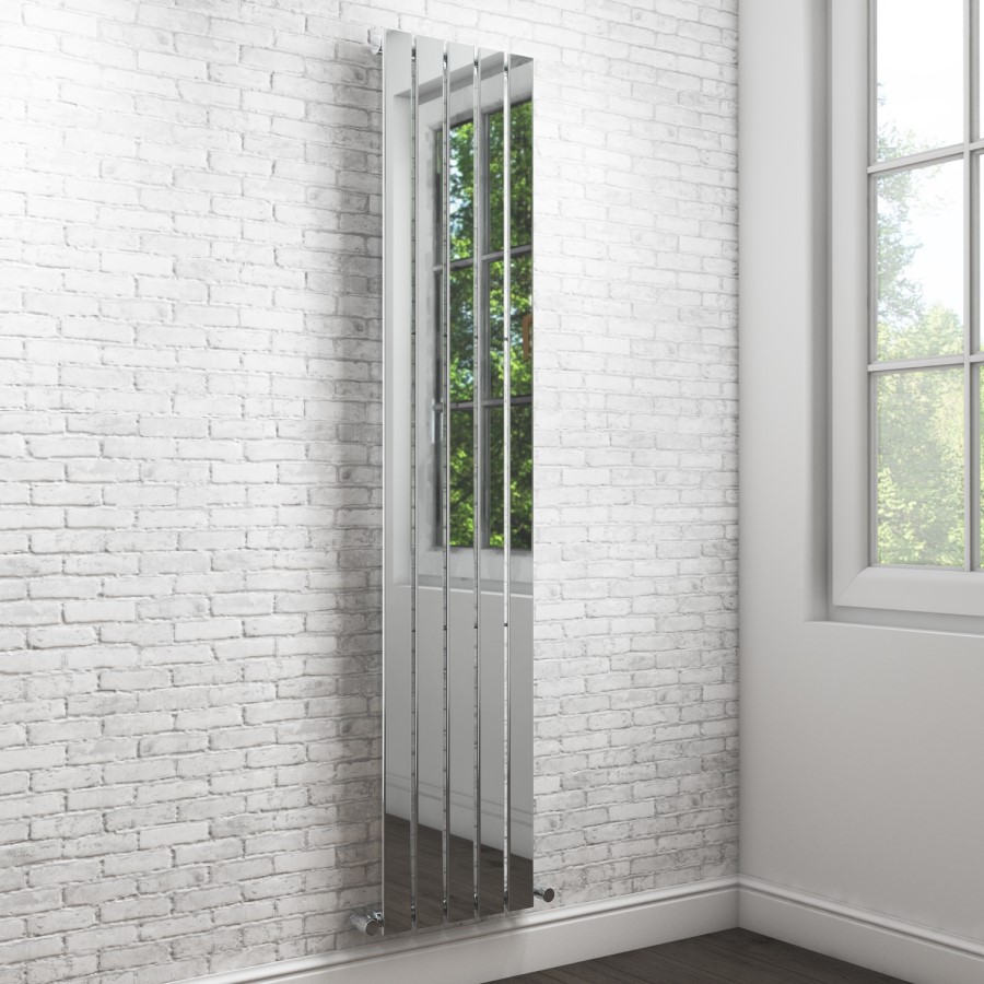 Vega Single Flat Panel Chrome Vertical Radiator - 1600 x 375mm