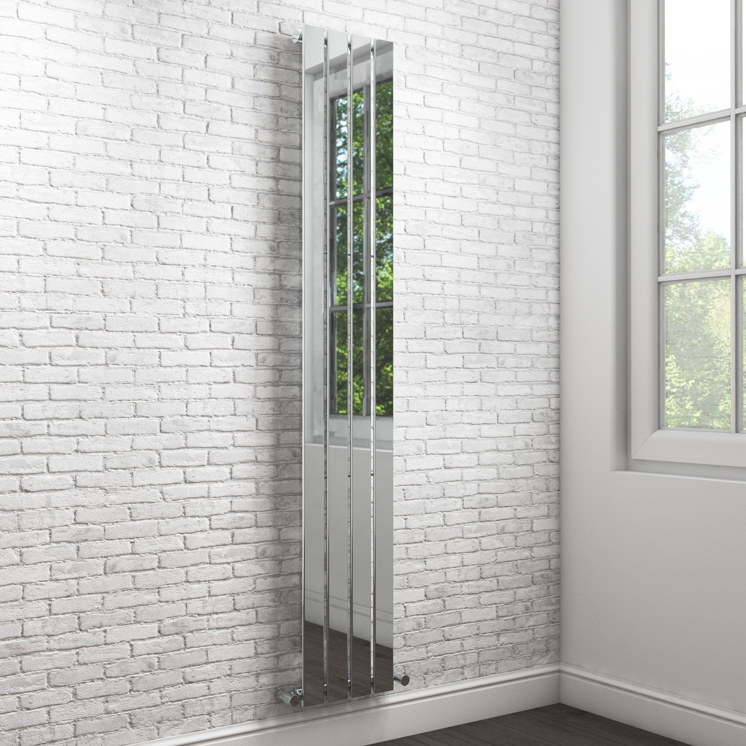 Vega Radiators Vega 1800 x 300mm Single Flat Panel Chrome Vertical Radiator - Better ...