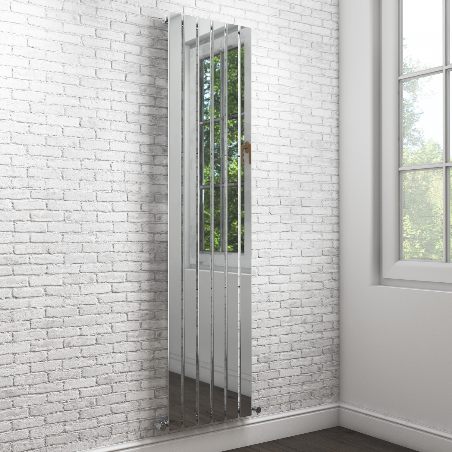 Chrome Vertical Tall Radiator with Flat Panels - 1800 x 450mm - Better ...