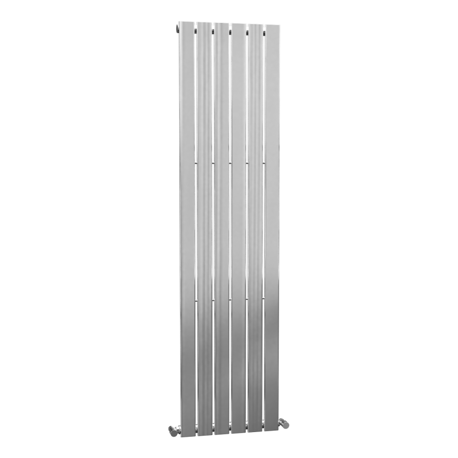 Vertical Chrome Tall Radiator with Flat Panels - 1800 x 450mm