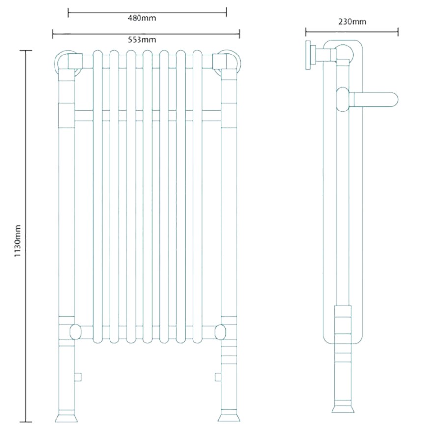 Oxford Chrome Traditional Towel Rail Radiator - 1130 x 553mm