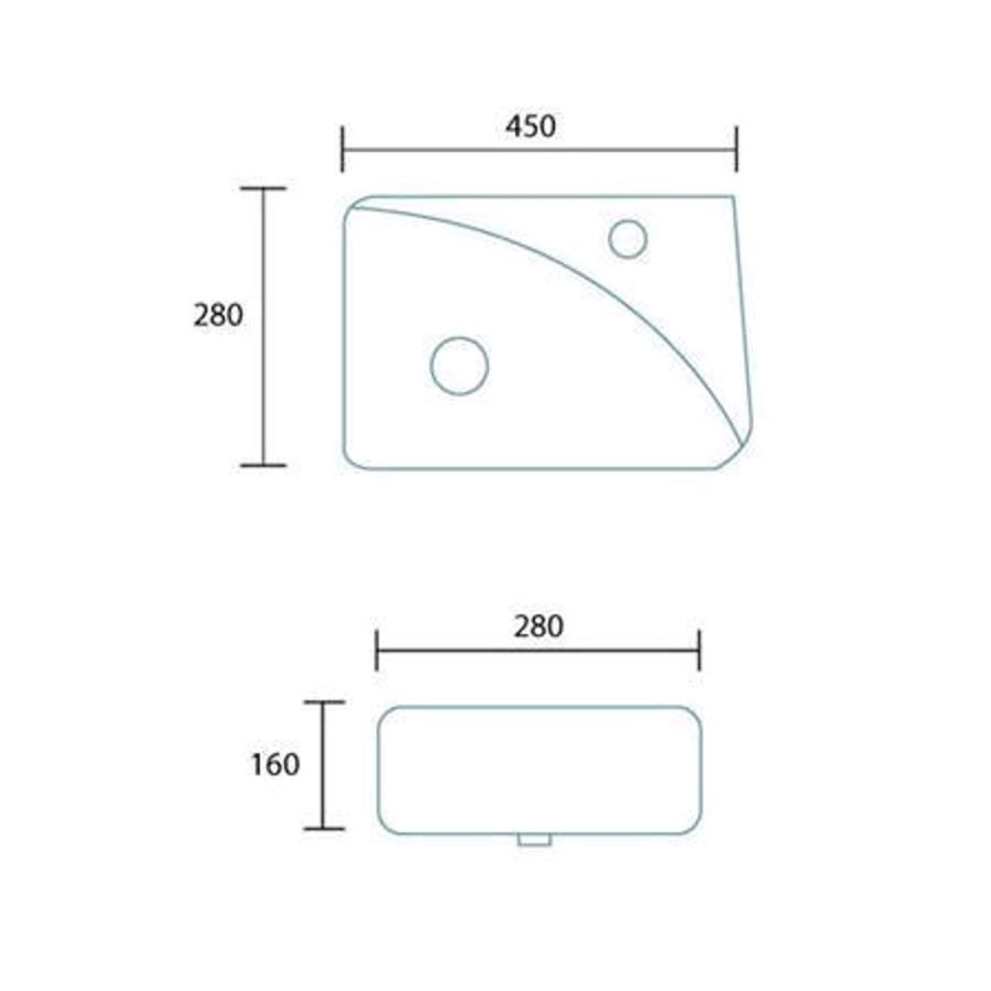 Eton Wall Hung Cloakroom Basin Left Handed