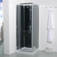800mm Quatro Shower Cabin with Black Back Panels-Cabin with Square Valve and Square Handset