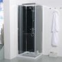 800mm Quatro Shower Cabin with Black Back Panels-Cabin with Square Valve and Square Handset