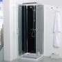 800mm Quatro Shower Cabin with Black Back Panels-Cabin with Square Valve and Square Handset