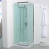 800mm Quatro Shower Cabin with Aqua White Back Panels-Cabin with Square Valve and Square Handset