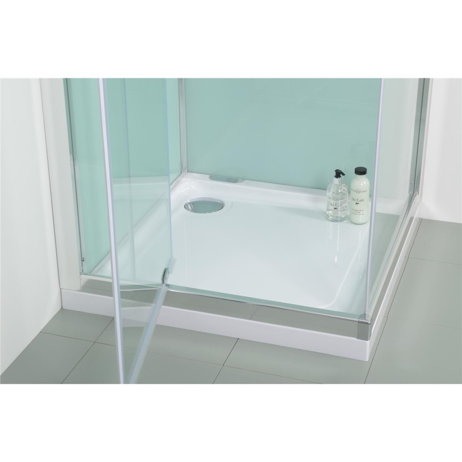 800 x 800 Quatro Shower Cabin with Aqua White Back Panels