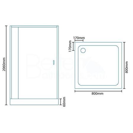 800 x 800 Quatro Shower Cabin with Aqua White Back Panels