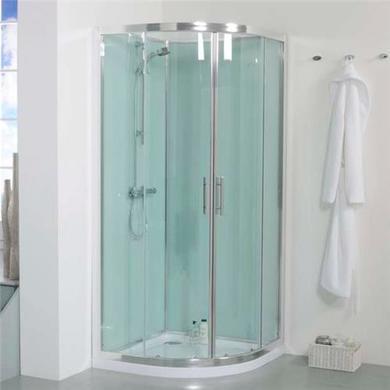900mm Quadrant Shower Cabin with Aqua White Back Panels-Cabin with Square Valve and Square Handset