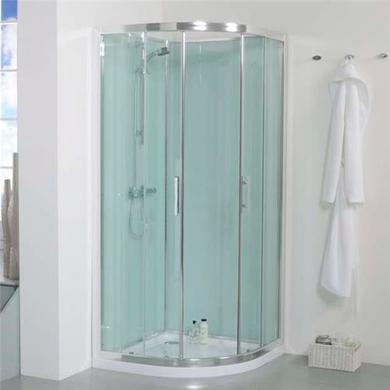 900mm Quadrant Shower Cabin with Aqua White Back Panels-Cabin with Square Valve and Square Handset