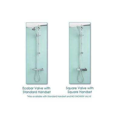 900mm Quadrant Shower Cabin with Aqua White Back Panels-Cabin with Square Valve and Square Handset