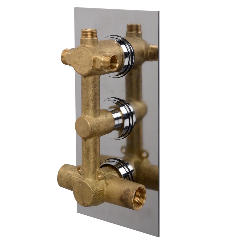 Triple Outlet Concealed Thermostatic Shower Valve With Diverter