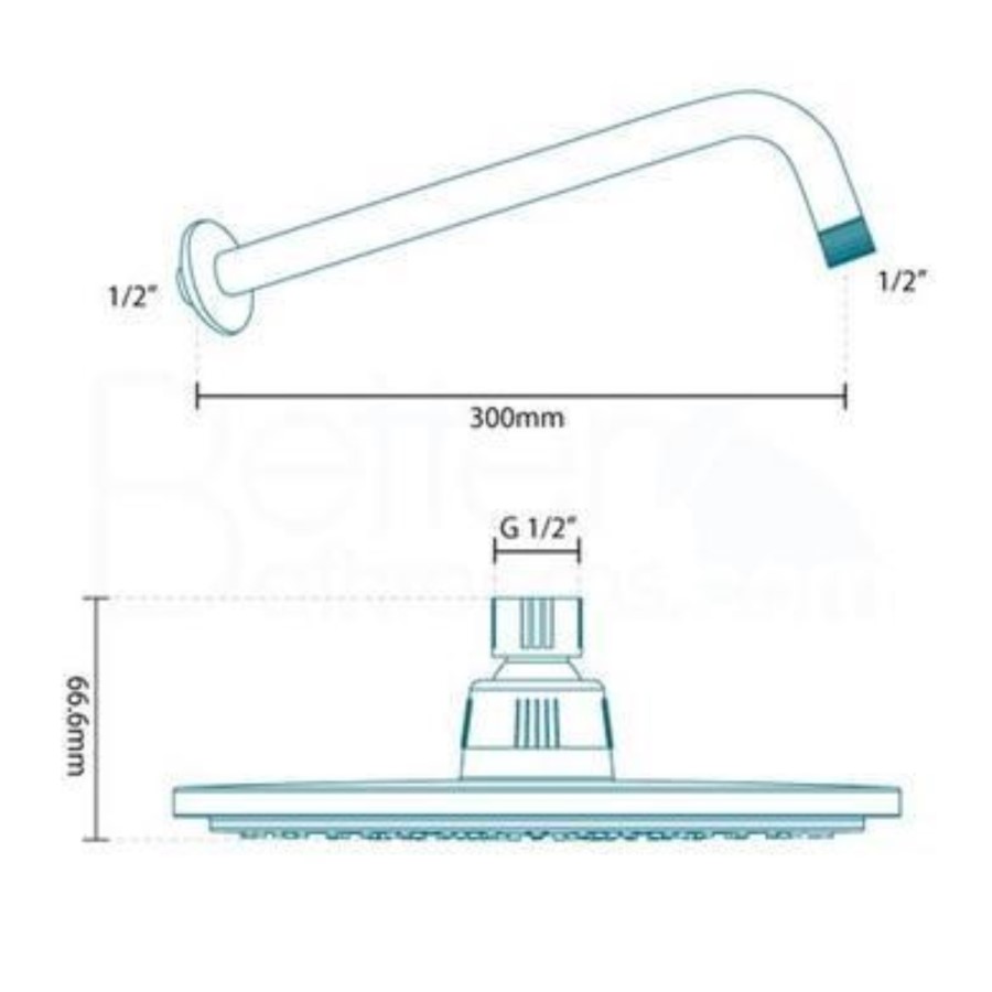 Round 200mm Rain Shower Head & Wall Arm