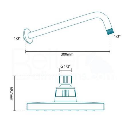 Square 150mm Shower Head & Wall Arm