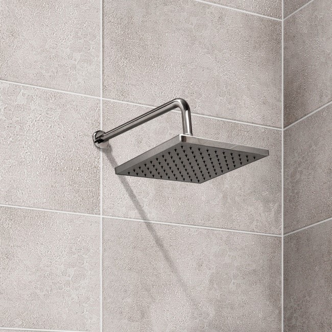 GRADE A1 - Square 200mm Shower Head & Wall Arm