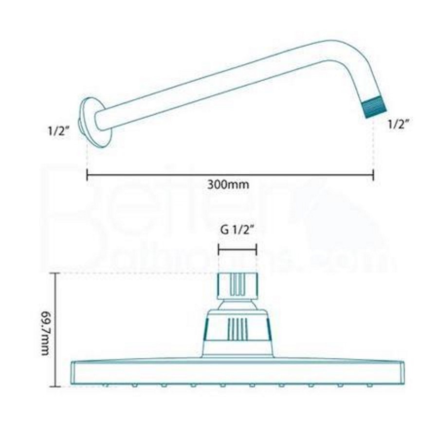 GRADE A2 - Square 200mm Shower Head & Wall Arm