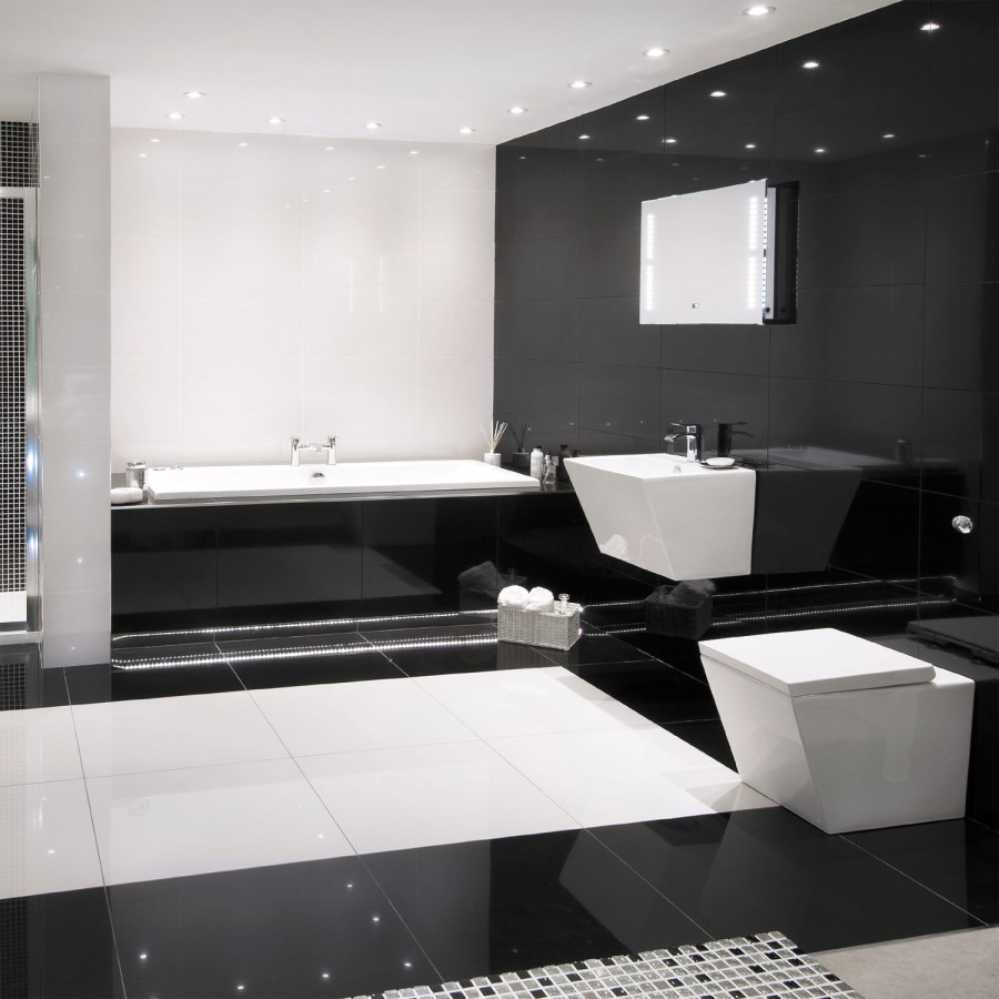 Absolute Black Polished Porcelain Wall/Floor Tile box of 8